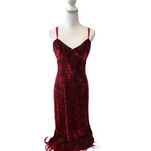 Vintage Muse Y2K Scarlet Siren Burnt Velvet Maxi Slip Dress 4